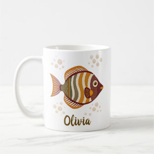 Stylish Brown Tropical Fish Coffee Mug