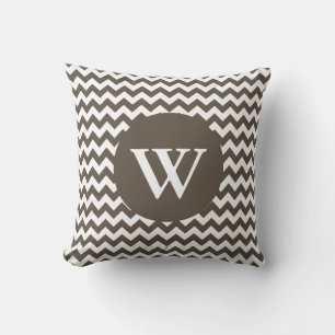Stylish Brown & White Monogram Decorator Pillow