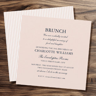 Stylish Brunch Birthday Party Formal Elegant Pink Invitation