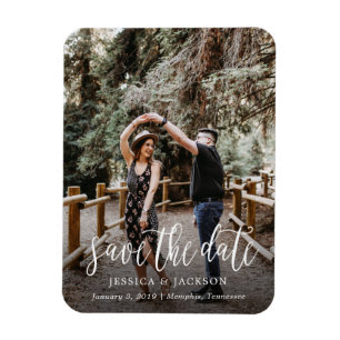 Stylish Brush Script Save the Date Magnet