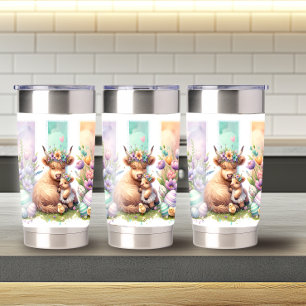 Stylish Brushstroke Easter Highland Cow 20oz Insulated Tumbler