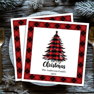 Stylish Buffalo Christmas Tree Napkin Template