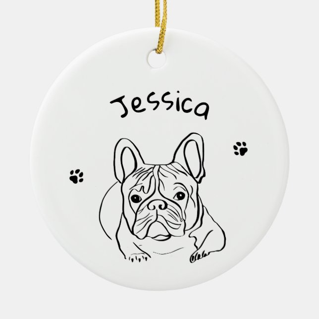 Stylish Bulldog Minimalist  Ceramic Ornament (Front)