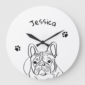 Stylish Bulldog Minimalist  Large Clock
