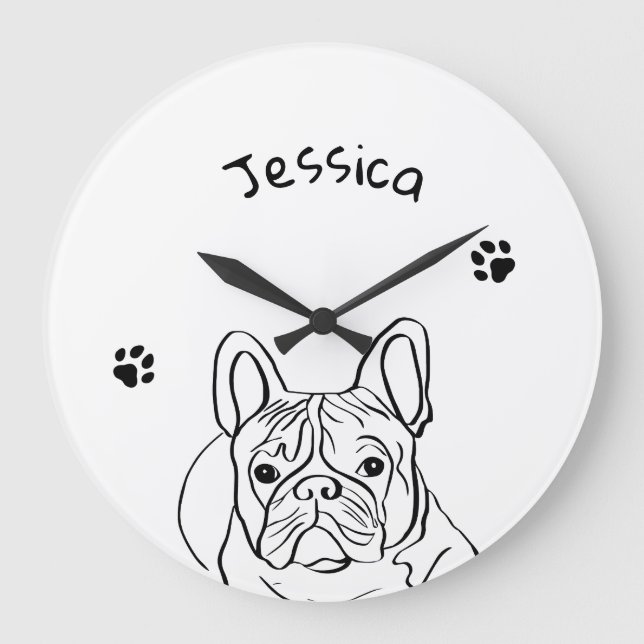 Stylish Bulldog Minimalist  Large Clock (Front)