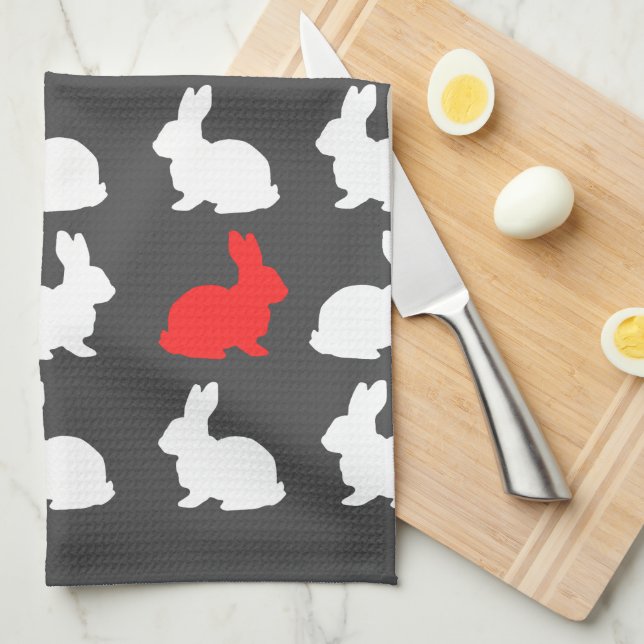 Stylish Bunny Bunnies Rabbits Pattern Tea Towel (Quarter Fold)