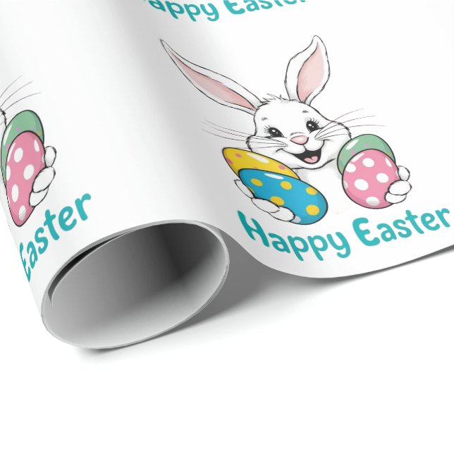Stylish bunny eggs Floral Happy Easter gift Wrapping Paper (Roll Corner)