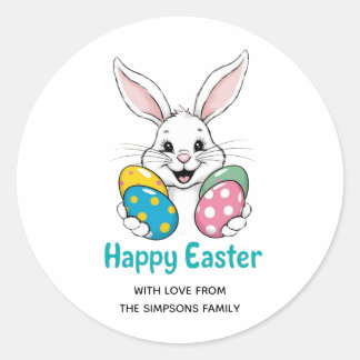 Stylish bunny eggs Floral Happy Easter Sticker