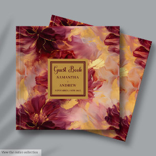 Stylish Burgundy Blush Gold Wedding Guest Book 