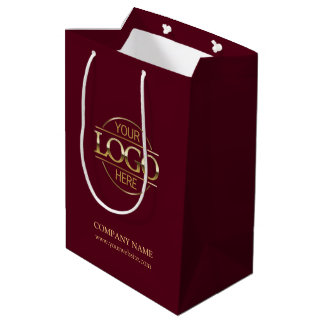 Stylish Burgundy Corporate Company Business Logo Medium Gift Bag