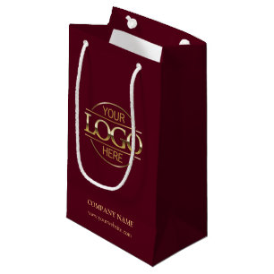 Stylish Burgundy Corporate Company Business Logo Small Gift Bag