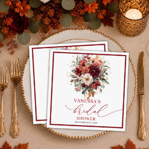 Stylish Burgundy Gold Floral deep red bridal showe Napkin