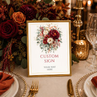 Stylish Burgundy Gold Floral Deep Red custom 8x10