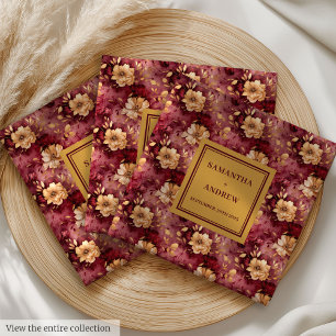 Stylish Burgundy Gold Wedding Reception Napkins