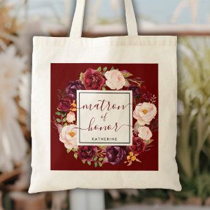 Stylish Burgundy Matron of Honour Wedding Tote Bag