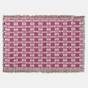 Stylish burgundy pattern on beige throw blanket