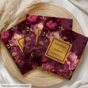 Stylish Burgundy Pink Blush Gold Wedding Napkins