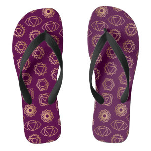 Stylish Burgundy Purple Green Chakra Pattern Thongs