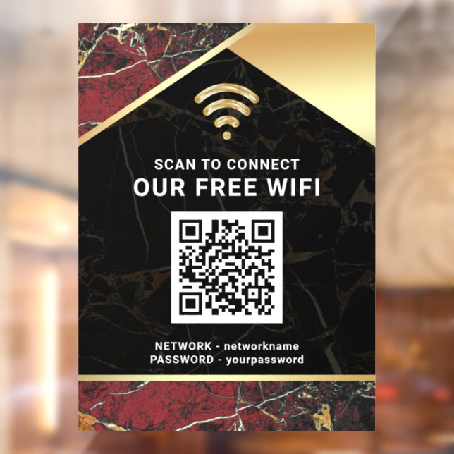 Stylish Burgundy QR Code Wifi Network Password (Sheet 2)