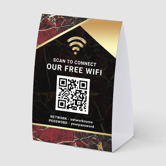 Stylish Burgundy QR Code Wifi Network Password (Front)