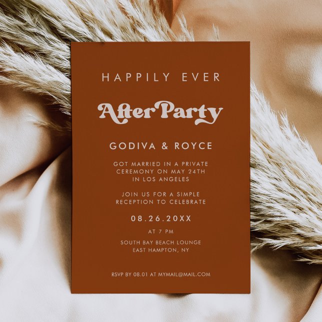 Stylish burnt orange Happily ever after party Invitation (Creator Uploaded)