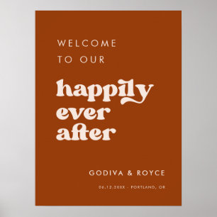 Stylish burnt orange Happily Ever After Welcome Poster
