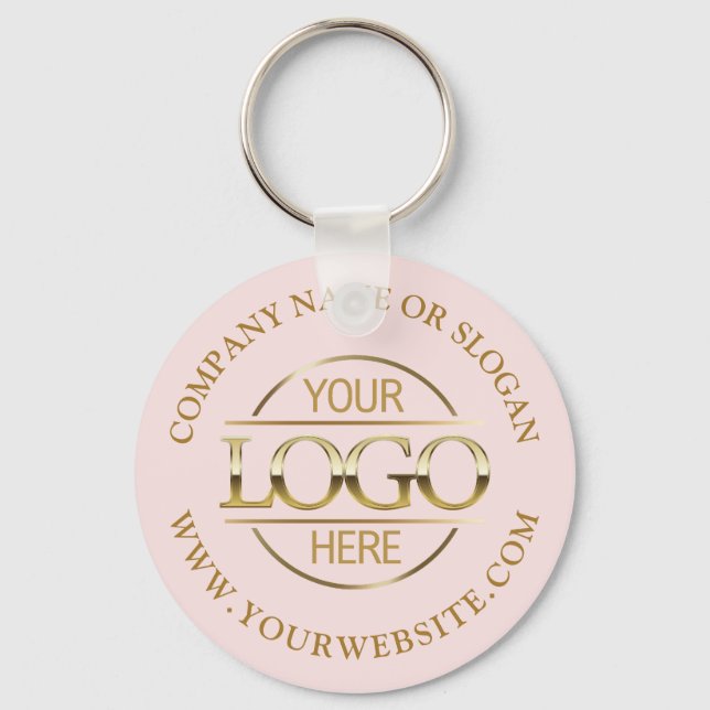Stylish Busines Logo Promotional Blush Pink Key Ring (Front)