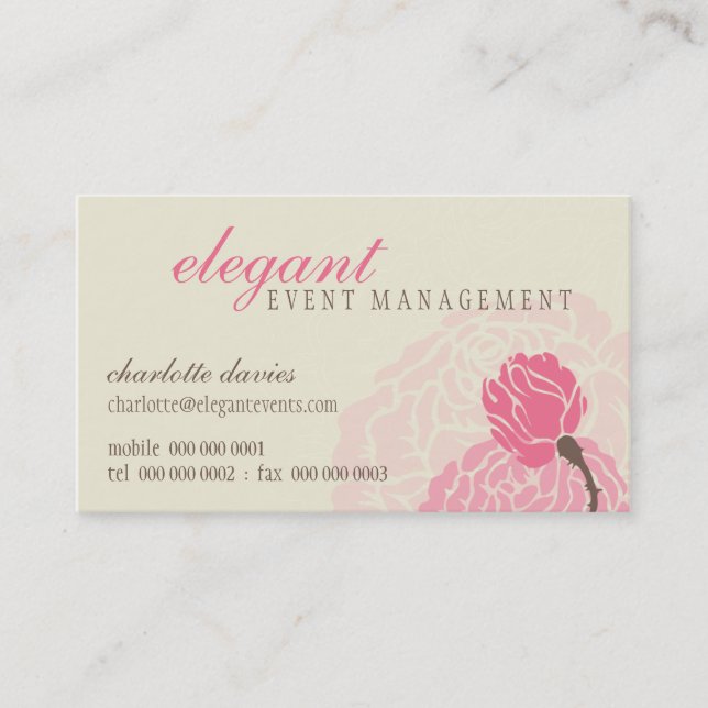 STYLISH BUSINESS CARD :: elegant rose pink cream (Front)