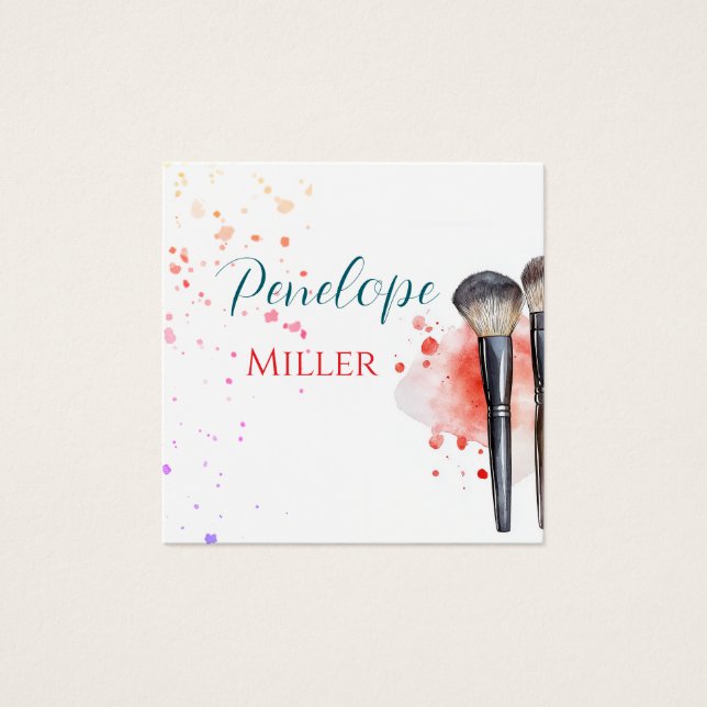 stylish business card with brushes for makeup  (Front)