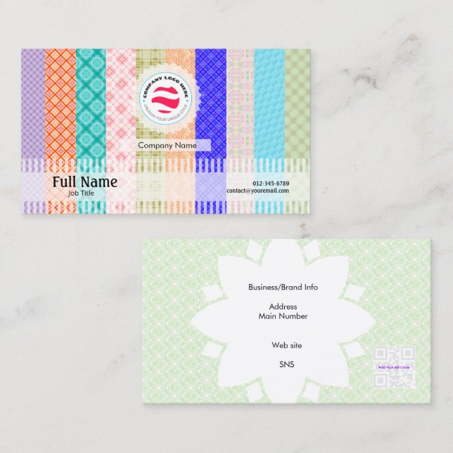 Stylish Business Card with QR - Decoupage (Front/Back)