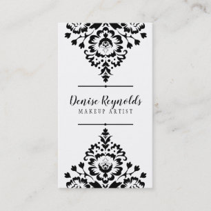 STYLISH BUSINESS elegant pretty damask black white Card