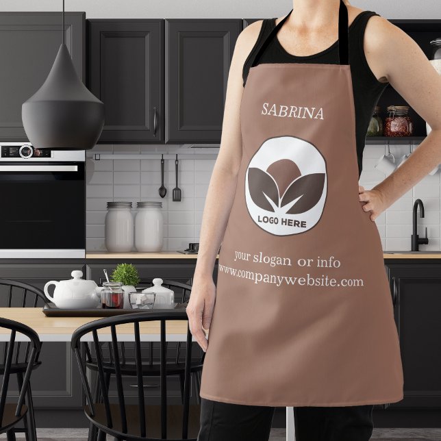 Stylish Business Logo Apron | Mocha Mousse (Stylish Business Apron | Mocha Mousse | Custom Logo)