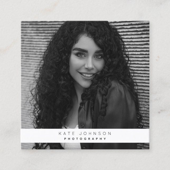Stylish Business Logo Photographer Photo Square Business Card (Front)