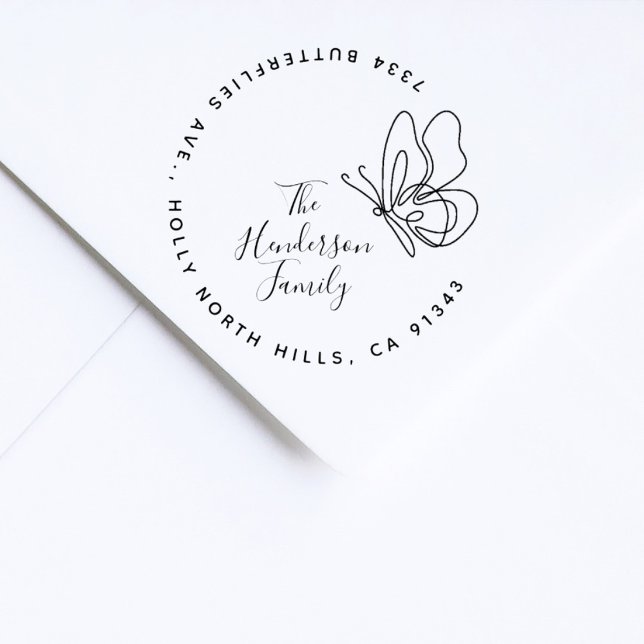 Stylish Butterfly Elegant Family Return Address Self-inking Stamp (Creator Uploaded)