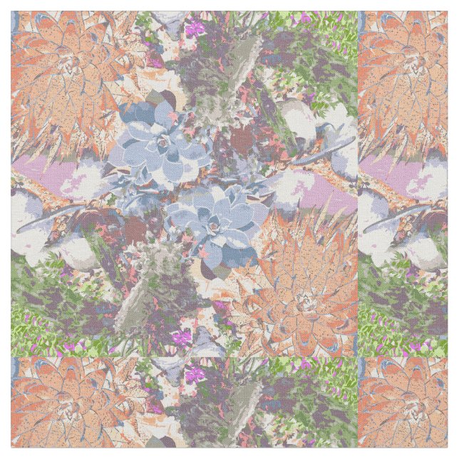 Stylish Cactus and succulents design Fabric (Close Up)