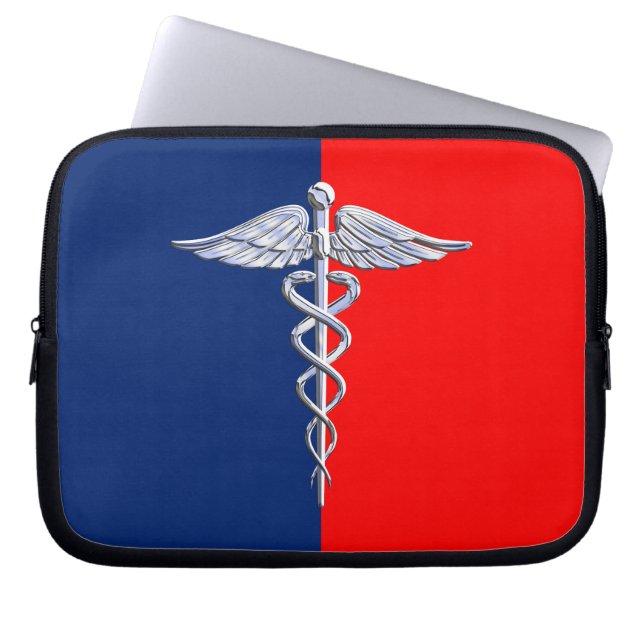 Stylish Caduceus Medical Symbol League Laptop Sleeve (Front)