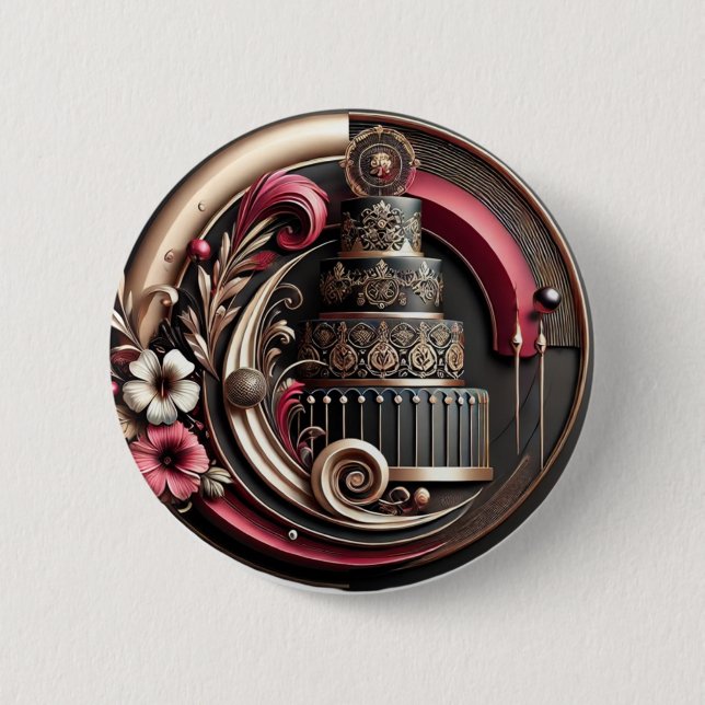 Stylish Cake Baking 6 Cm Round Badge (Front)
