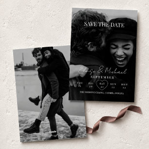 Stylish Calendar Photo Double-sided Save The Date Invitation