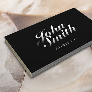 Stylish Calligraphic Mixologist Plain Black Business Card