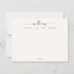 Stylish Calligraphy Family Surname Gold Script Card