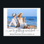 Stylish Calligraphy Getting Married Save The Date Postcard<br><div class="desc">Modern Trendy Stylish Calligraphy Script Couple Photo We're Getting Married Save The Date Engagement Announcement Postcard</div>