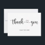 Stylish Calligraphy Heart Custom Thank You Card<br><div class="desc">The design features the word thank you in stylish heart calligraphy style. Simple ,  elegant with an option to add your personalised message/ thank you note.</div>