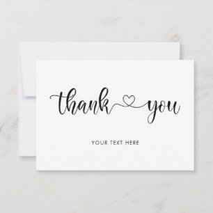 Stylish Calligraphy Heart Custom Thank You Card