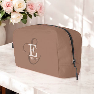 Stylish Calligraphy Monogram Name Mocha Brown Dopp Kit