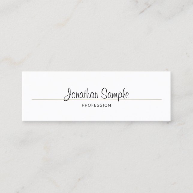 Stylish Calligraphy Script Gold Plain Luxe Trendy Mini Business Card (Front)
