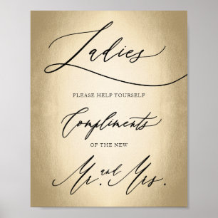 Stylish Calligraphy Script Ladies Bathroom Sign