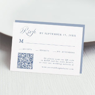 Stylish Calligraphy Script Wedding Dusty Blue RSVP Card