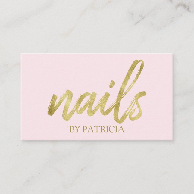 Stylish Calligraphy Signature Nails Professional Business Card (Front)