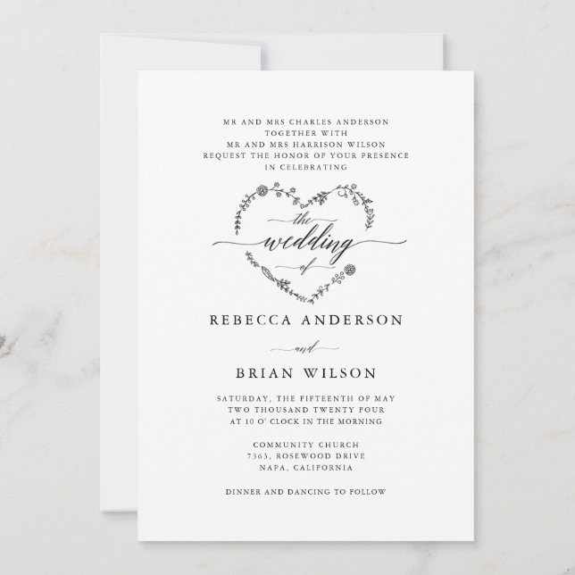 Stylish Calligraphy The Wedding of Photo Wedding Invitation (Back)