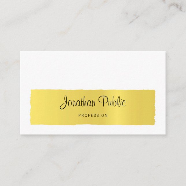 Stylish Calligraphy Trendy Gold Look Minimalistic Business Card (Front)